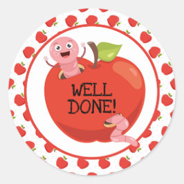 Adesivo Palheta redonda clássica de maçãs e vermes bem fei