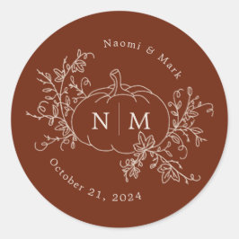 Adesivo Palheta Redonda Clássica Monograma de Casamento