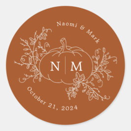 Adesivo Palheta Redonda Clássica Monograma de Casamento