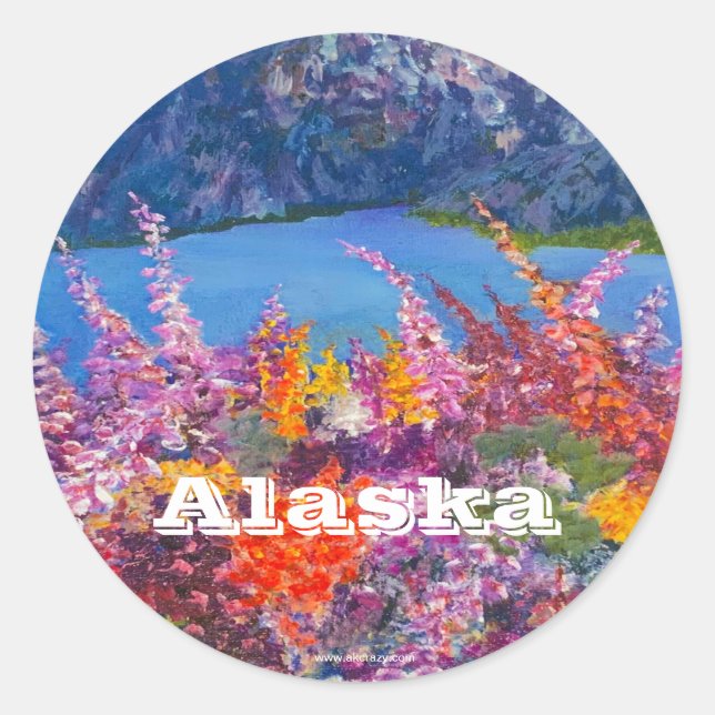 Adesivo Palheta-redonda do Alaska Fireweed (Frente)