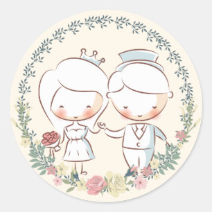 Adesivo Palhetas de Casamento Floral de Noiva e Alcance