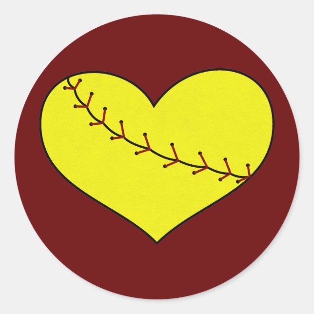 Adesivo Palhetas de Coração de Softball Fastpitch (Frente)