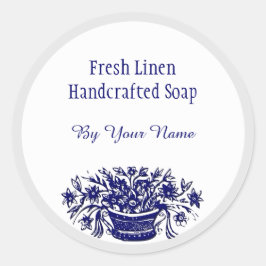 Adesivo Palhetas de sabão de flores brancas azuis personal