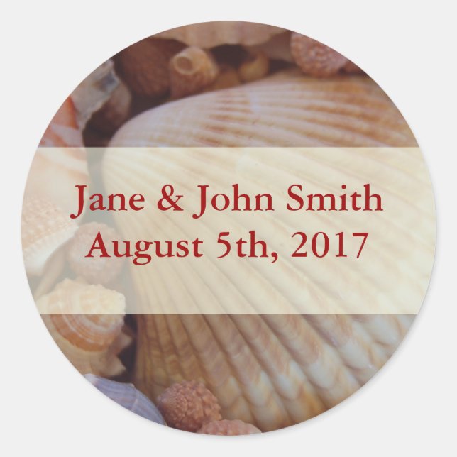 Adesivo Palhetas de Seashell Multicoloridas para Casamento (Frente)