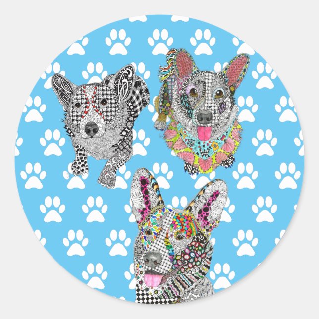 Adesivo Palitos de Corgi, bonitos e coloridos (Frente)