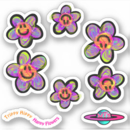 Adesivo Palitos de Flores Felizes Trippy Hippy