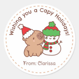 Adesivo Palitos de Natal engraçados - Capybara & Snowman