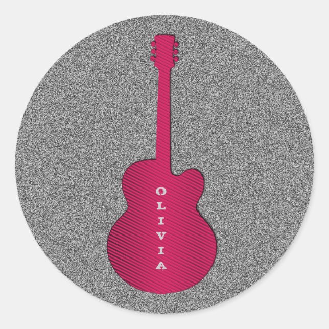 Adesivo Palitos Redondos de Violão, Rosa Quente (Frente)