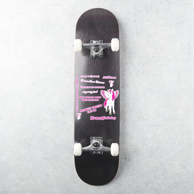 Adesivo Palitos Unicóricos cor-de-rosa com asa voadora (Skate)