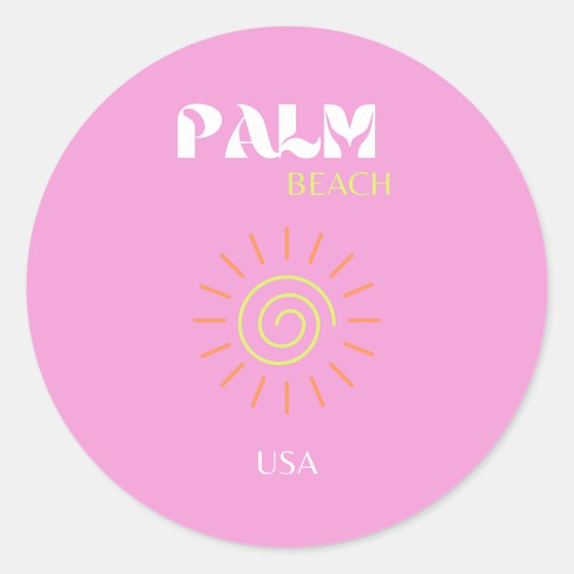 Adesivo Palm Beach, Retro Art, Preppy, Pink Art, Rosa (Frente)