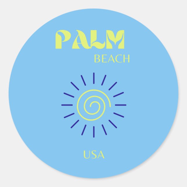 Adesivo Palm Beach, Viagem Art, Florida, Preppy, Blue (Frente)