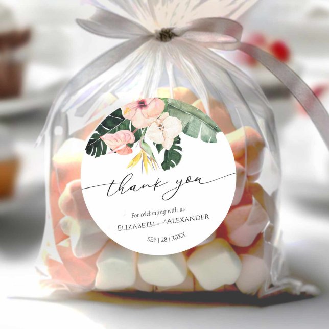 Adesivo Palm Hibiscus obrigado de Casamento Tropical para  (Criador carregado)