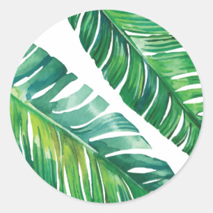 Adesivo Palm Leaf Watercolor Vinhetas de Casamento