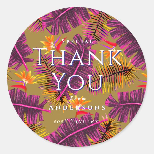 Adesivo Palm Paradise Yellow Orange Thank You (Frente)