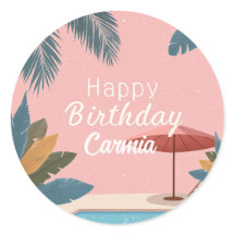 Palm Primavera Verão Festa de aniversário rosa