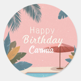 Adesivo Palm Primavera Verão Festa de aniversário rosa