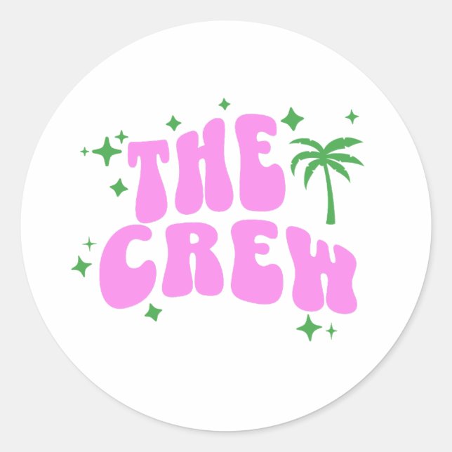 Adesivo palm springs bachelorette party crew pink retro (Frente)