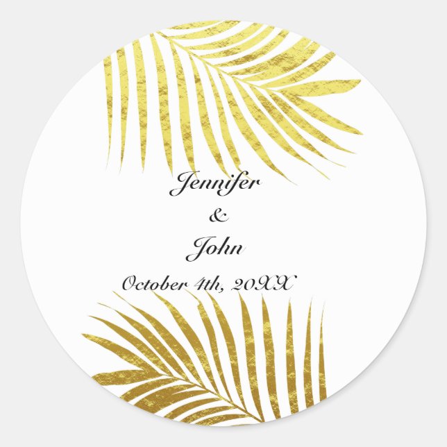 Adesivo Palm Tree Foliage Gold Foil Deixa Branco Casado (Frente)