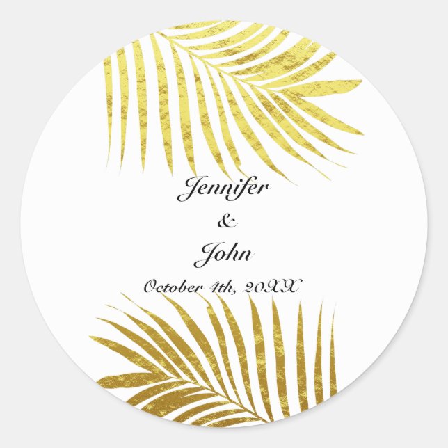 Adesivo Palm Tree Foliage Gold Foil Deixa Branco Casado (Frente)
