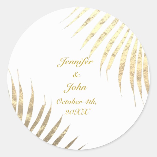 Adesivo Palm Tree Foliage Gold Foil Deixa Casamentos 2023 (Frente)