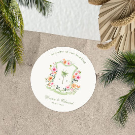 Adesivo Palm Tree Monograma Tropical Beach Weding