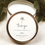 Adesivo Palm Tree Obrigado Favor De Casamento<br><div class="desc">Árvore de Palma de Aquarela da Ilha Tropical,  obrigado de casamento você favorece o adesivo.</div>