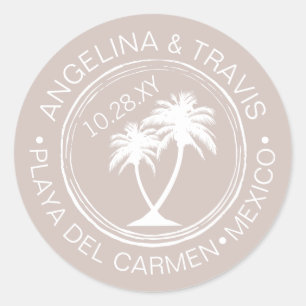 Adesivo Palm Tree Passport Stamp Beach Wedding Date