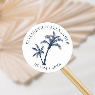 Adesivo Palm Tree Tropical Beach Weding Marinho Blue