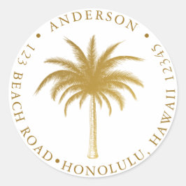 Adesivo Palm Tree Tropical Modern Dourado Return Address