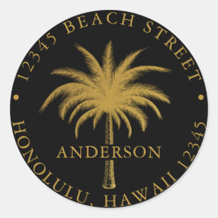 Adesivo Palm Tree Tropical Modern Dourado Return Address