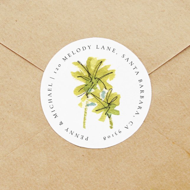 Adesivo Palm Trees de Praia Endereço de Retorno Tropical (Criador carregado)