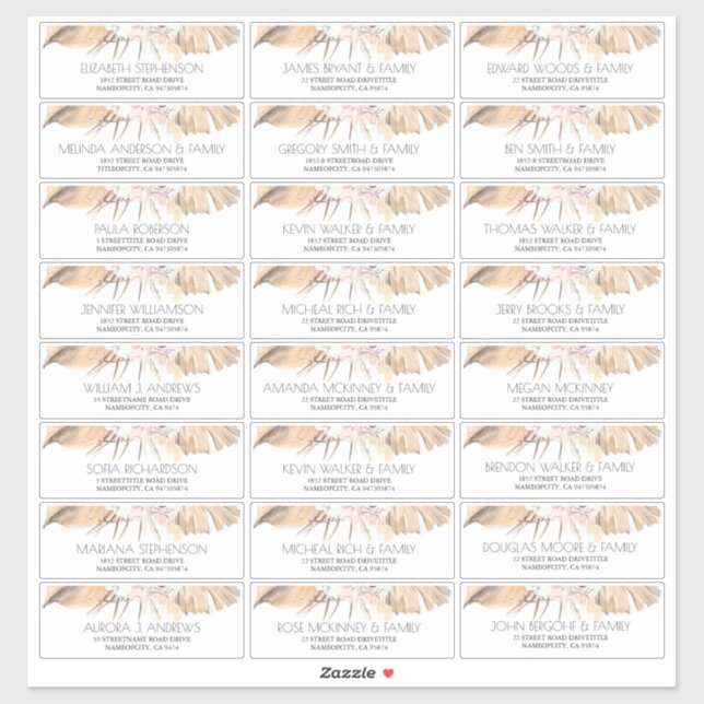 Adesivo Palma Seca Deixa Pequenos Nomes de Convidado Etiqu (Folha)