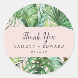 Adesivo Palma tropical selvagem   Blush Obrigado Favor Sti