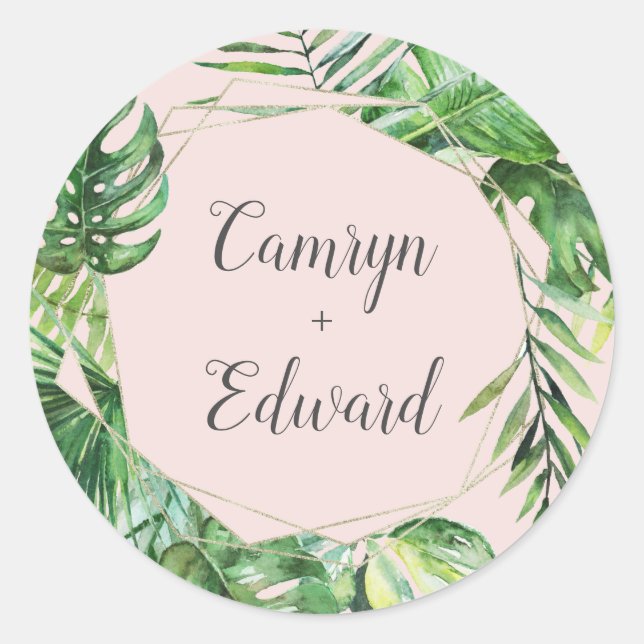 Adesivo Palma tropical selvagem | Selo de Envelope Geométr (Frente)