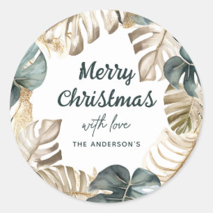 Adesivo Palma Tropical Verde e Dourada Wreath Natal