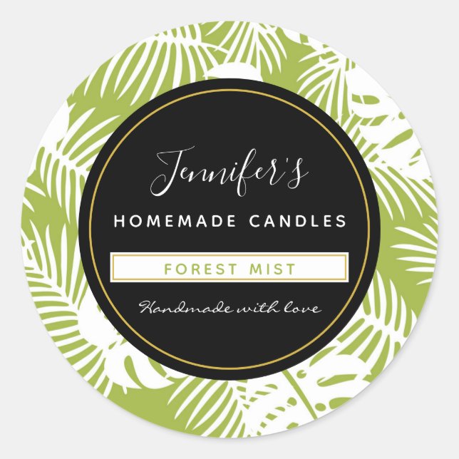 Adesivo Palma Verde Deixa Vela de Padrão Florestal Tropica (Frente)