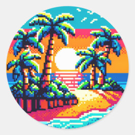 Adesivo Palmas de Pixel: Serenidade Tropical