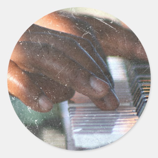 Adesivo palmas escuras tocando teclado de piano gruning (Frente)