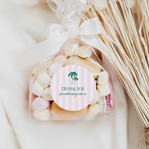 Adesivo Palmas Verdes Listras Rosas