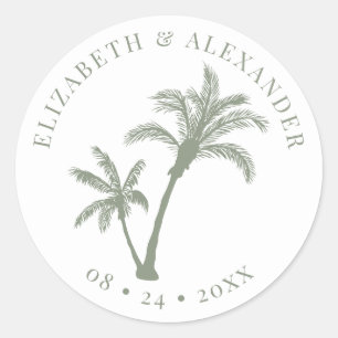 Adesivo Palmeira Casamento Tropical na Praia Verde Sage