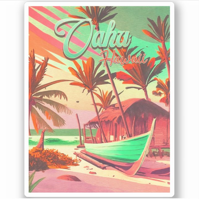 Adesivo Palmeira tropical solar de Oahu Hawaii, nos anos 6 (Frente)