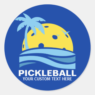 Adesivo Palmeira tropical Sun de Pickleball seu texto