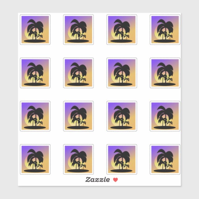 Adesivo Palmeiras de gradiente Conjunto de Férias do Sol (Folha)