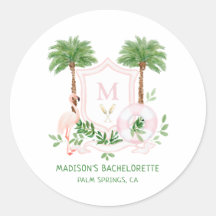 Palms Flamingo Monogram Crest Bachelorette 