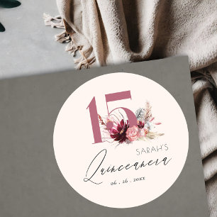 Adesivo Pampas Florais Rosa Grama Quinceanera 15 Aniversá