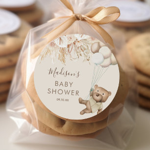 Adesivo Pampas Grass Boho Bear Chá de fraldas Classic Rou