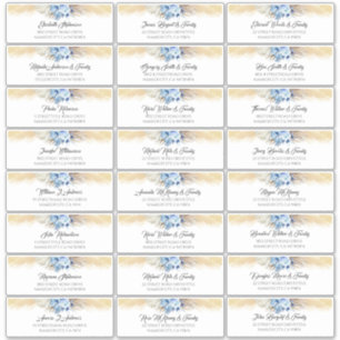 Adesivo Pampas Grass Dusty Blue Guest Names Endereço Etiqu