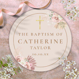 Adesivo Pampas Grass Floral Baptism Christening Favor