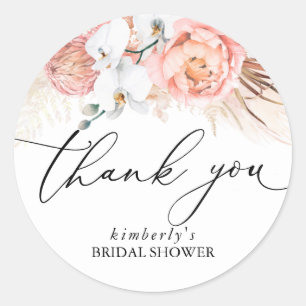 Adesivo Pampas Grass Floral Rosa Qualquer Evento Obrigado