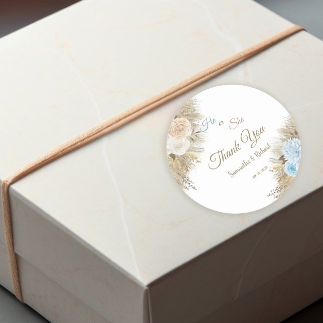 Adesivo Pampas Grass Gênero Revelam Ele ou Ela Obrigado (Criador carregado)